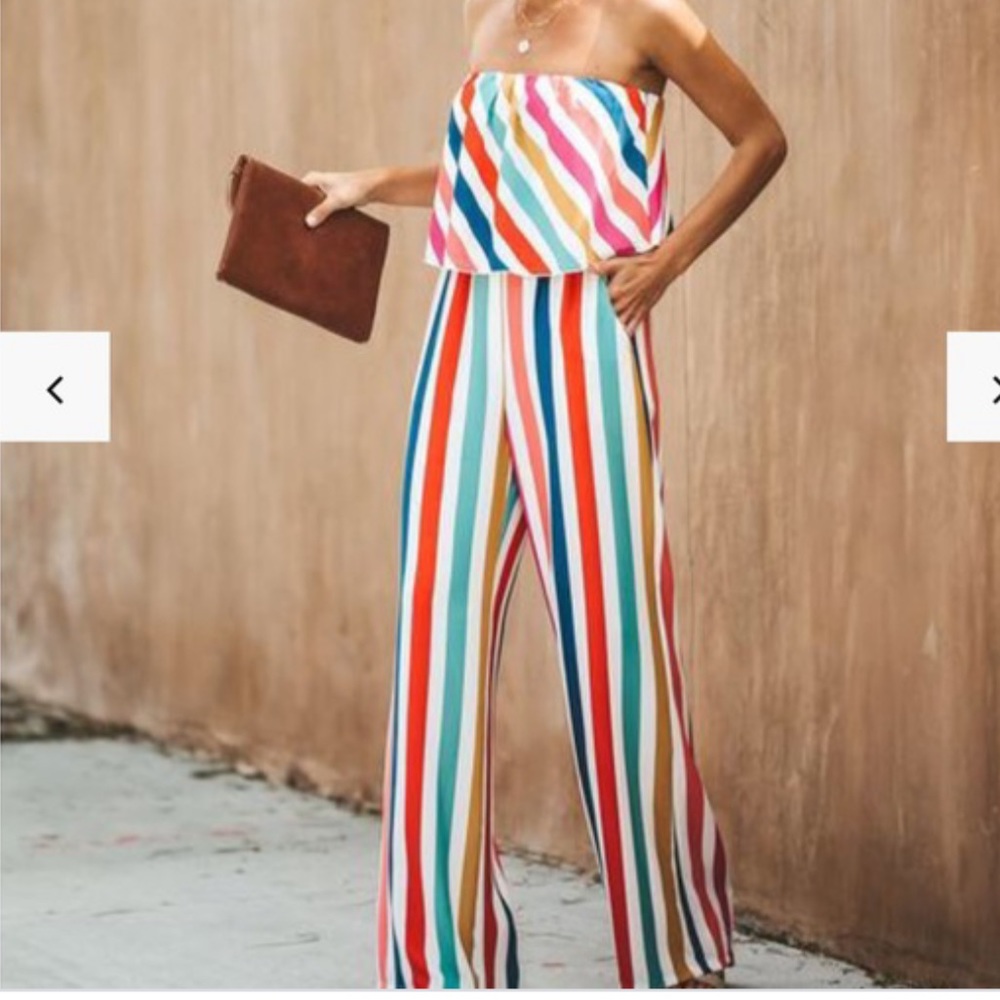 Vici striped gondola pocketed jumpsuit